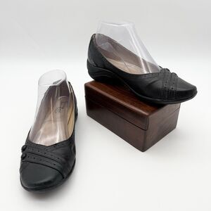 Strictly Comfort Slip On Leather Ballet Flats Black 6.5 M